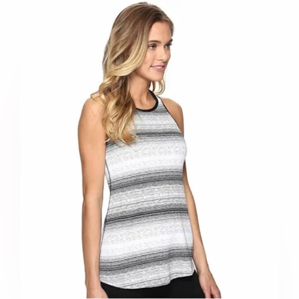 NEW Balance Layer Tank Top Sport Work Out Top Black White Stripe 2XL - Picture 2 of 4